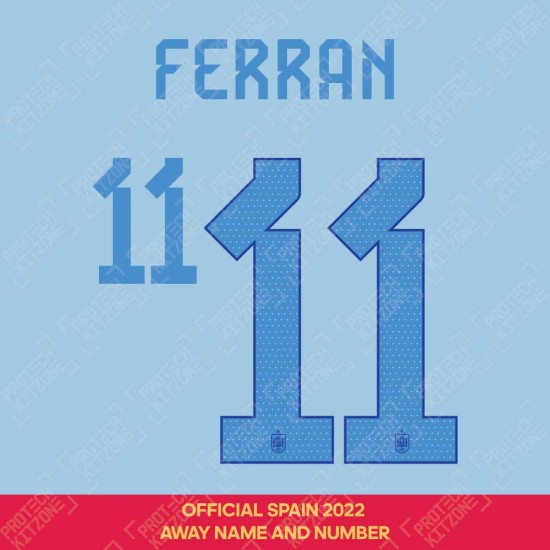 Ferran 11 (Official Spain 2022 Away Name and Numbering)