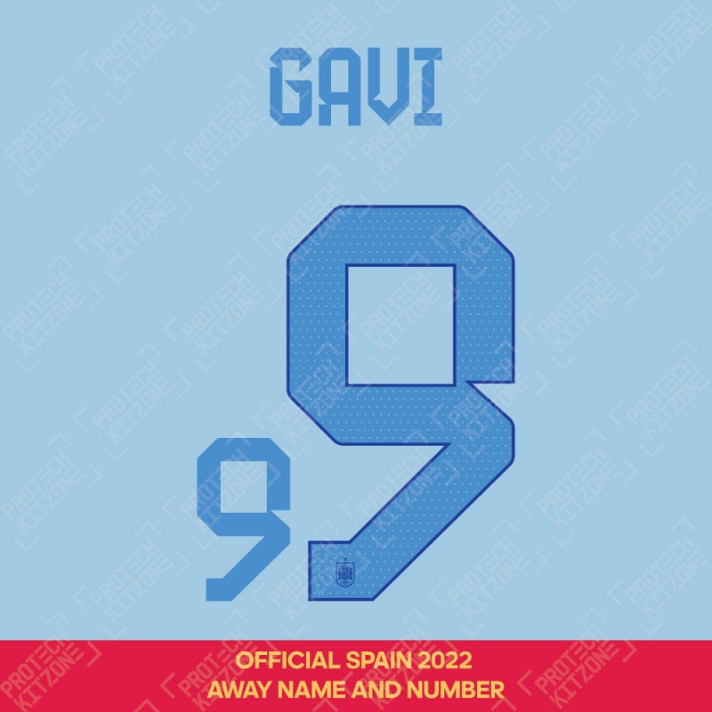 Gavi 9 (Official Spain 2022 Away Name and Numbering)