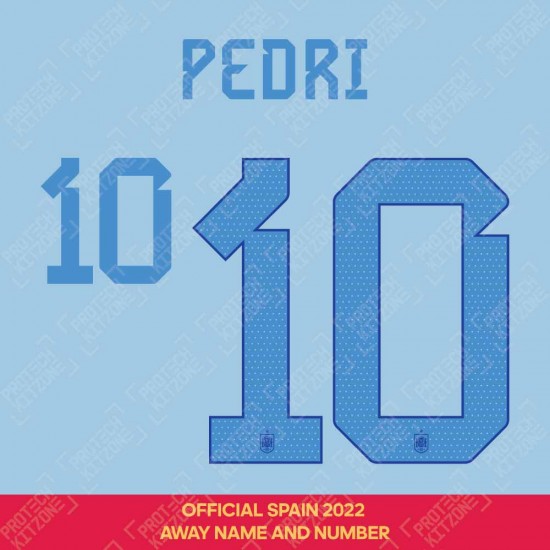Pedri 10 (Official Spain 2022 Away Name and Numbering)