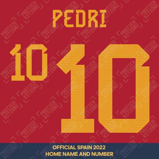 Pedri 10 (Official Spain 2022 Home Name and Numbering)