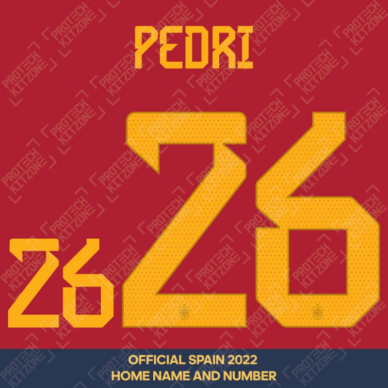 Pedri 26 (Official Spain 2022 Home Name and Numbering)