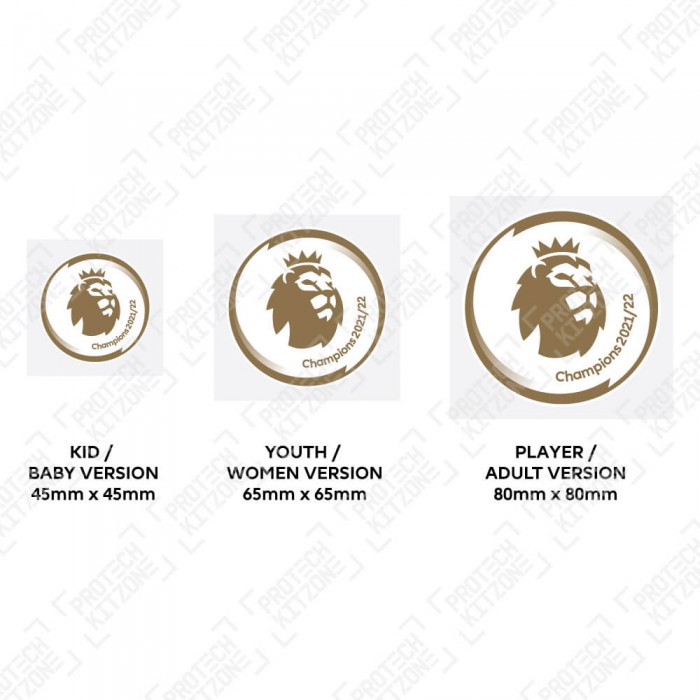 Authentic The Premier League Champions 2021/22 Gold Patch (by Avery Dennison), Official English Leagues Badges, PL CHAMP 2223, 