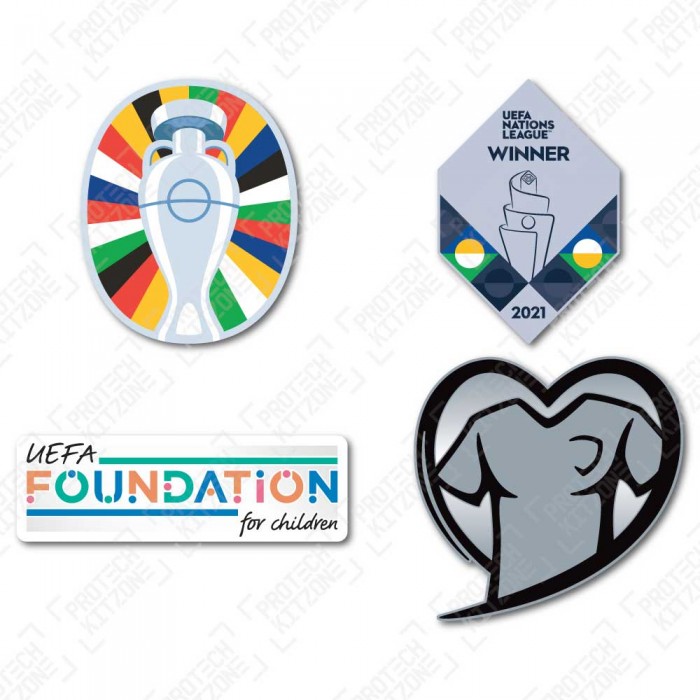Official UEFA EURO 2024 Qualifier Badges + Nation League 2021 Winner Set - For France, UEFA European Competition, EURO2024Q+NLW BADGE, 