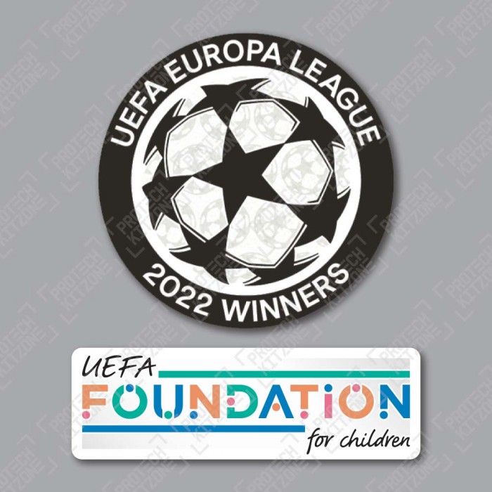 Official Sporting iD UEFA UEL Titleholder 2022 + UEFA Foundation Badge Set, UEFA Champions League, NEW UEFA UEL CHAMP22 SET, 