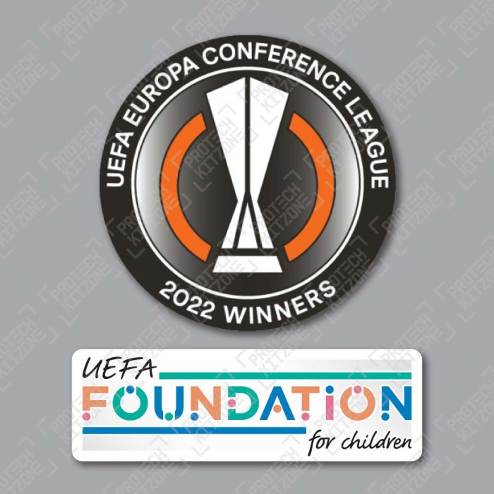 Official Sporting iD UEFA Conference League Titleholder 2022 + UEFA Foundation Badge Set, UEFA Europa League, NEW UEFA CONF CHAMP22 SET, 