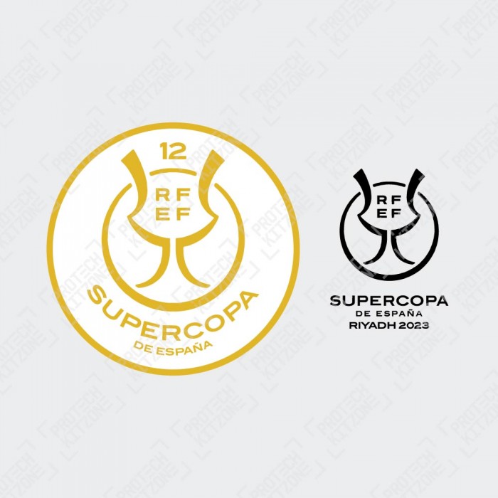 Official Supercopa De España 12 Champions Riyadh 2023 Patch + Match Detail Printing (For Real Madrid CF 2022/23 Home Shirt), Supercopa De España, SUPERCOPA23 CHAMP12, 