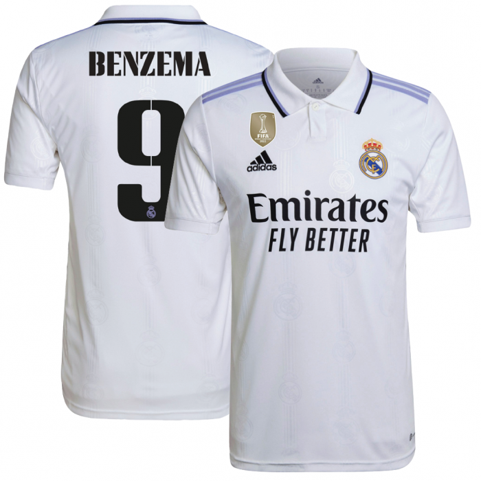 Real Madrid 2022/23 Home Shirt With Benzema 9 And 2022 CWC