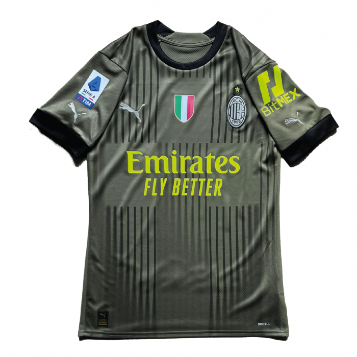 AC Milan 2022/23 Third Shirt With Ibrahimovic 11 (Serie A Full Set Version) Free Printing - Size XS