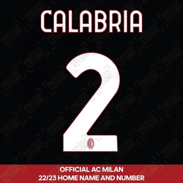 Calabria 2 (Official AC Milan 2022/23 Home Club Name and Numbering)
