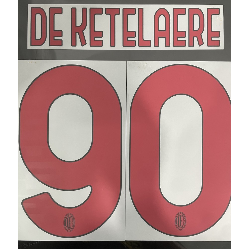 De Ketelaere 90 (Official AC Milan 2022/23 Away Club Name and Numbering) De Ketelaere 90 (Official AC Milan 2022/23 Away Club Name and Numbering)