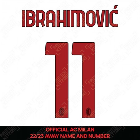 Ibrahimović 11 (Official AC Milan 2022/23 Away Club Name and Numbering)