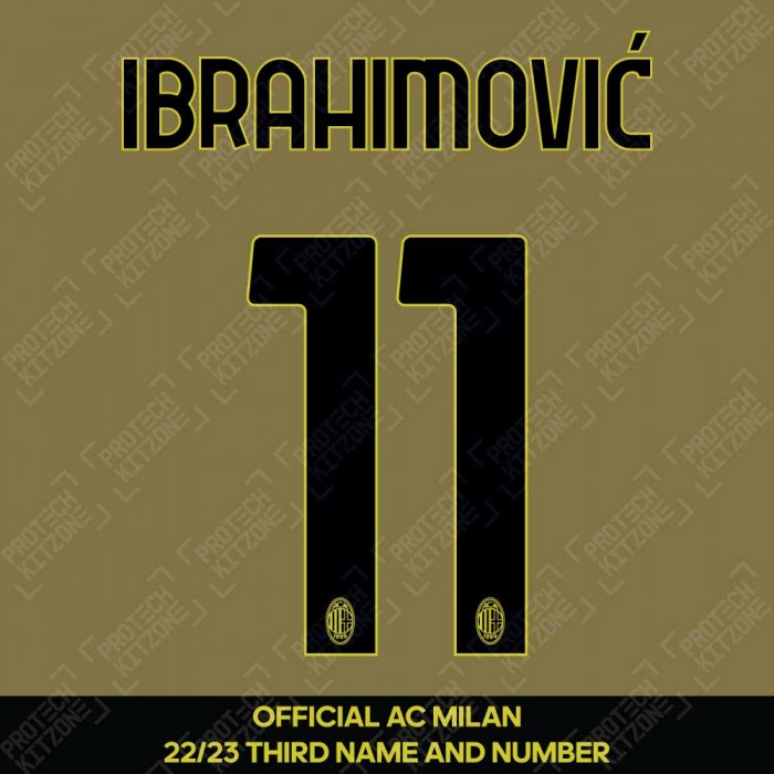 Ibrahimović 11 (Official AC Milan 2022/23 Third Club Name and Numbering), 2022/23 Season Nameset, I11-ACM-22-23-3R, 