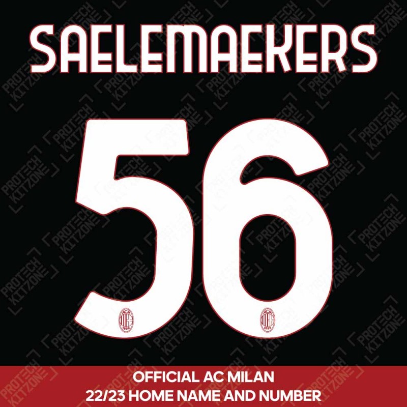 Saelemakers 56 (Official AC Milan 2022/23 Home Club Name and Numbering)