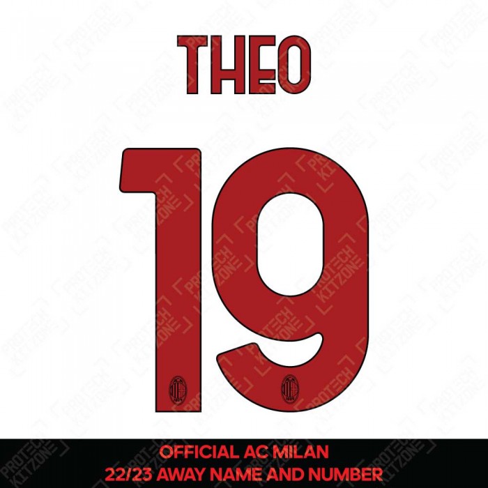 Theo 19 (Official AC Milan 2022/23 Away Club Name and Numbering), 2022/23 Season Nameset, T19 ACM2223ANNS, 