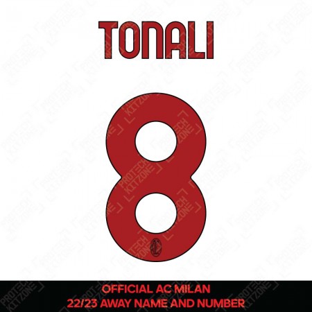 Tonali 8 (Official AC Milan 2022/23 Away Club Name and Numbering)