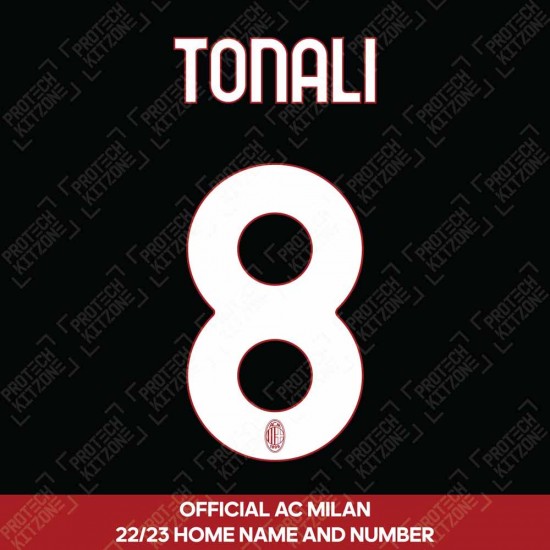 Tonali 8 (Official AC Milan 2022/23 Home Club Name and Numbering)