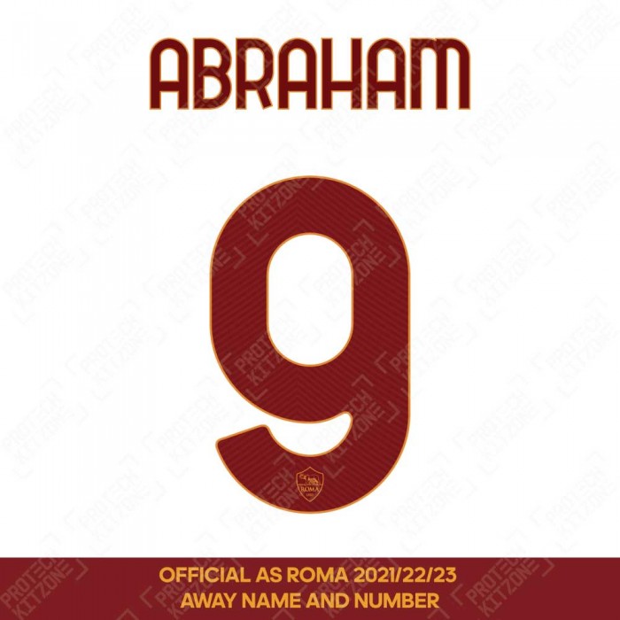 Abraham 9 (Official AS Roma 2021/22/23 Away/Third Club Name and Numbering), 2022/23 Season Nameset, A9 ASM2123 AW, 
