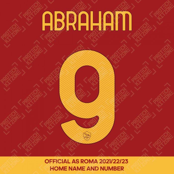 Abraham 9 (Official AS Roma 2021/22/23 Home/Fourth Club Name and Numbering), 2022/23 Season Nameset, A9 ASM2123 HM, 
