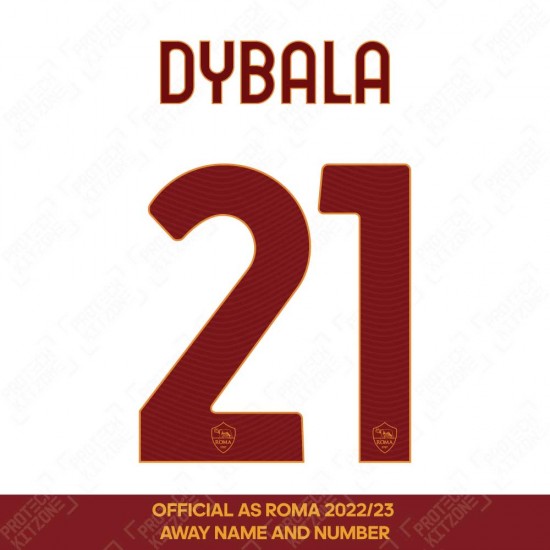 Dybala 21 (Official AS Roma 2022/23 Away Club Name and Numbering)