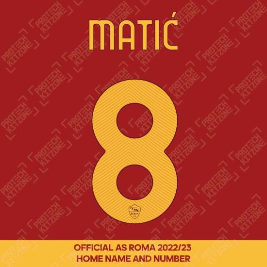 Matić 8 (Official AS Roma 2022/23 Home Club Name and Numbering)