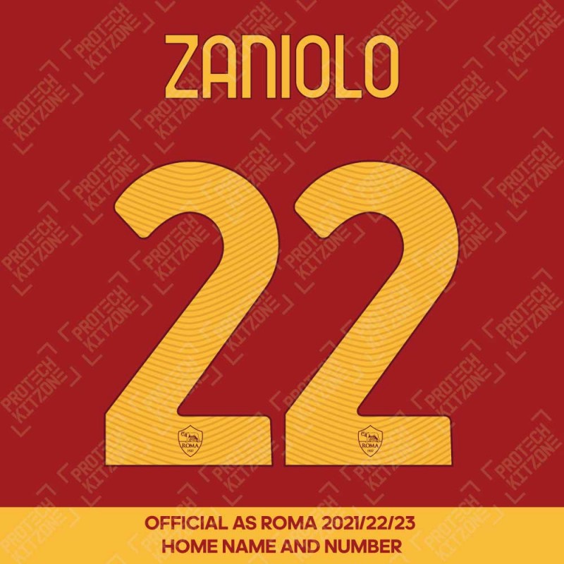 Zaniolo 22 (Official AS Roma 2021/22/23 Home/Fourth Club Name and Numbering)