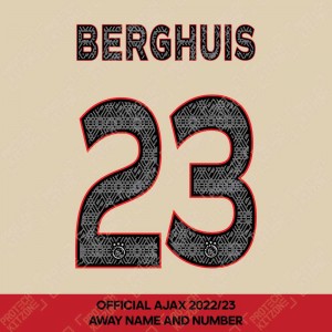 Berghuis 23 (Official Ajax FC 2022/23 Third Shirt Name and Numbering)