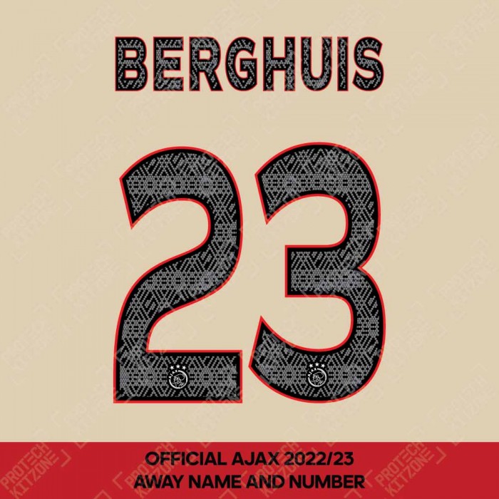 Berghuis 23 (Official Ajax FC 2022/23 Third Shirt Name and Numbering), Ajax, B23-AJAX-22-23-3R, 