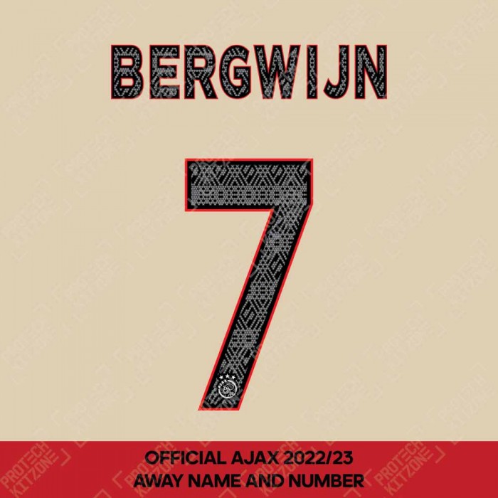 Bergwijn 7 (Official Ajax FC 2022/23 Third Shirt Name and Numbering), Ajax, B7-AJAX-22-23-3R, 