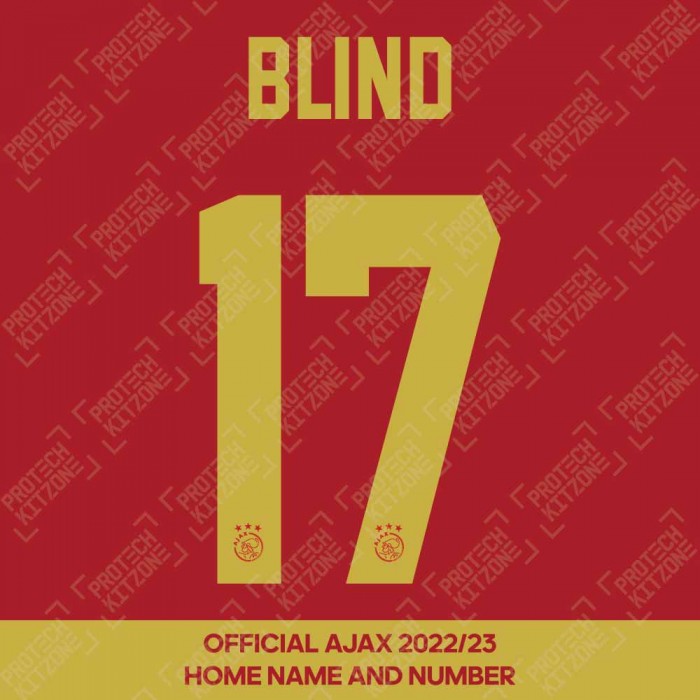 Blind 17 (Official Ajax FC 2022/23 Home Shirt Name and Numbering), Ajax, B17-AJAX-22-23-HM, 