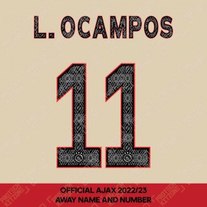 L. Ocampos 11 (Official Ajax FC 2022/23 Third Shirt Name and Numbering)