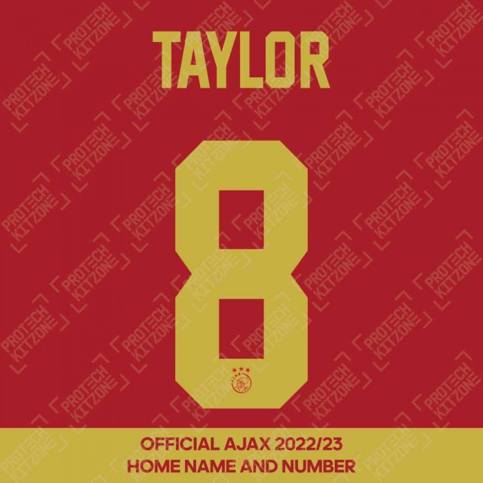 Taylor 8 (Official Ajax FC 2022/23 Home Shirt Name and Numbering), Ajax, T8-AJAX-22-23-HM, 