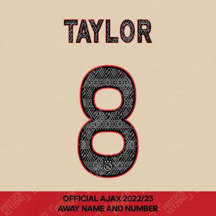 Taylor 8 (Official Ajax FC 2022/23 Third Shirt Name and Numbering), Ajax, T8-AJAX-22-23-3R, 