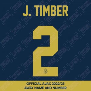 J. Timber 2 (Official Ajax FC 2022/23 Away Shirt Name and Numbering)