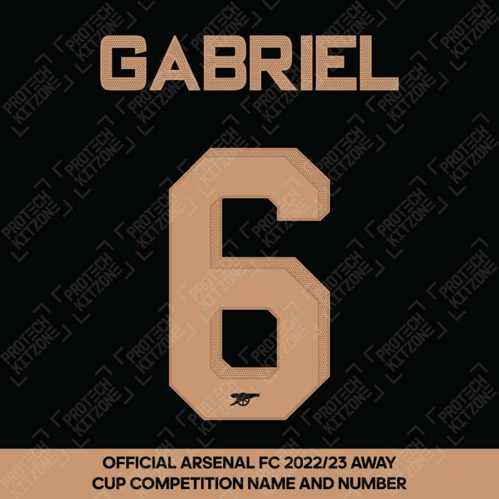 Gabriel 6 (Official Arsenal 2022/23 Away Club Name and Numbering), 2022/23 Season Nameset, G62223ANNS, 