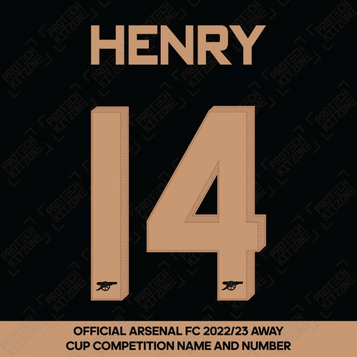 Henry 14 (Official Arsenal 2022/23 Away Club Name and Numbering), 2022/23 Season Nameset, H142223ANNS, 