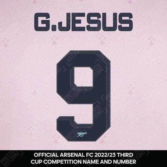 G. Jesus 9 (Official Arsenal 2022/23 Third Club Name and Numbering)