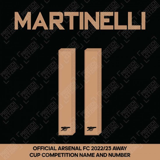 Martinelli 11 (Official Arsenal 2022/23 Away Club Name and Numbering)
