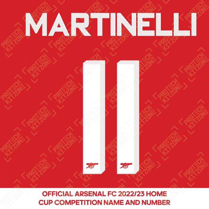 Martinelli 11 (Official Arsenal 2022/23 Home Club Name and Numbering), 2022/23 Season Nameset, M112223HNNS, 