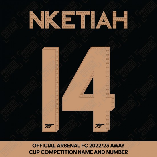 Nketiah 14 (Official Arsenal 2022/23 Away Club Name and Numbering)
