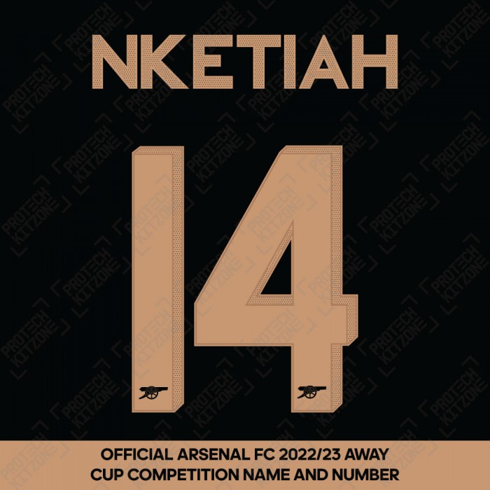 Nketiah 14 (Official Arsenal 2022/23 Away Club Name and Numbering), 2022/23 Season Nameset, N142223ANNS, 