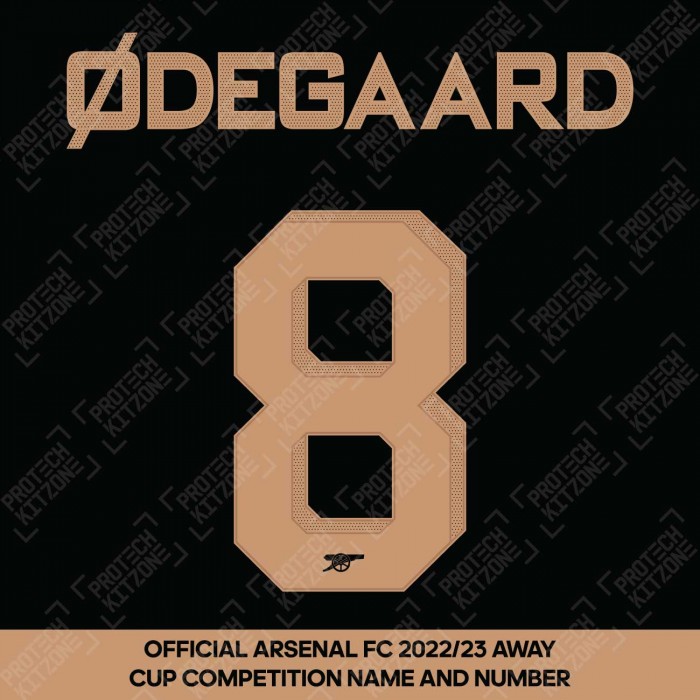 Ødegaard 8 (Official Arsenal 2022/23 Away Club Name and Numbering), 2022/23 Season Nameset, O82223ANNS, 