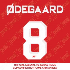Ødegaard 8 (Official Arsenal 2022/23 Home Club Name and Numbering)