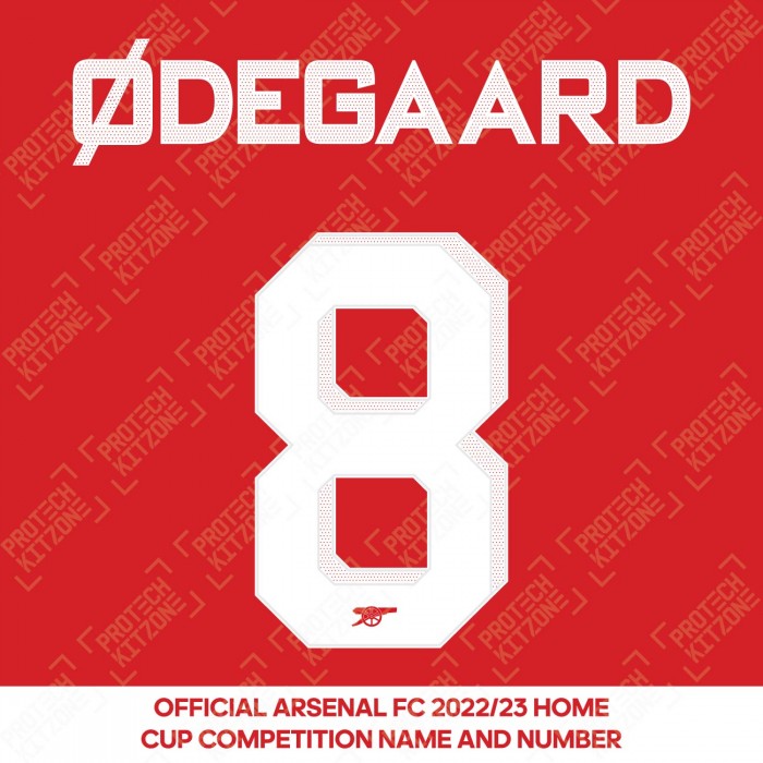 Ødegaard 8 (Official Arsenal 2022/23 Home Club Name and Numbering), 2022/23 Season Nameset, O82223HNNS, 