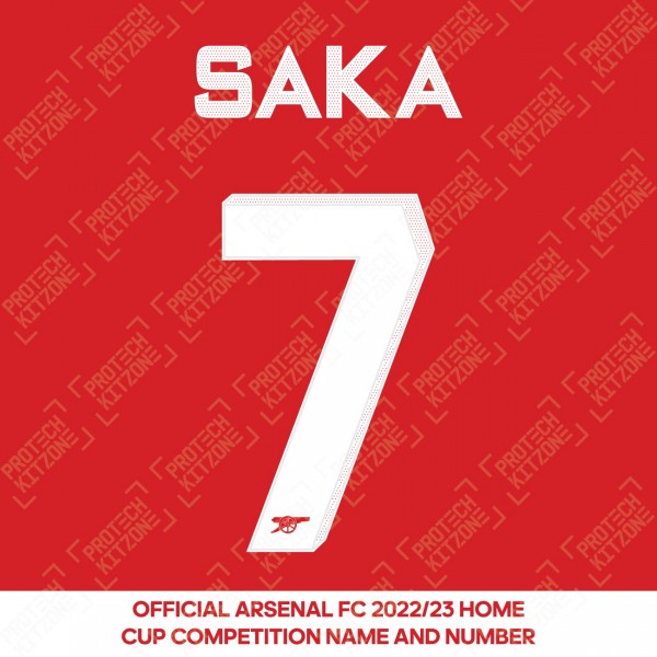 Saka 7 (Official Arsenal 2022/23 Home Club Name and Numbering)