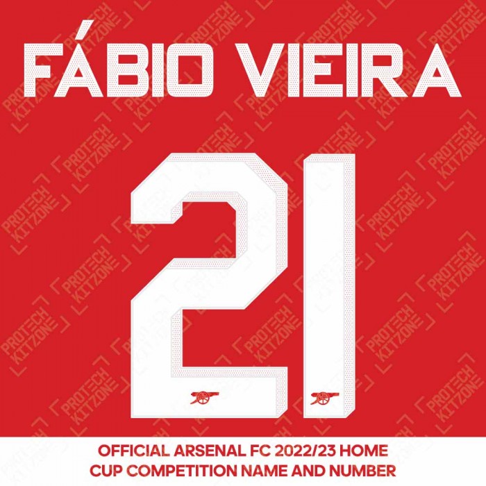 Fábio Vieira 21 (Official Arsenal 2022/23 Home Club Name and Numbering), 2022/23 Season Nameset, FV212223HNNS, 