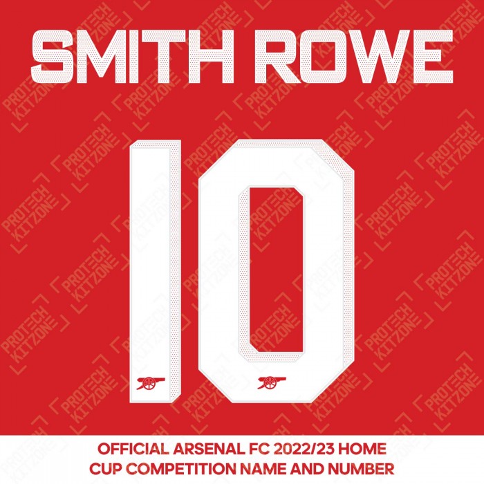 Smith Rowe 10 (Official Arsenal 2022/23 Home Club Name and Numbering), 2022/23 Season Nameset, SR102223HNNS, 