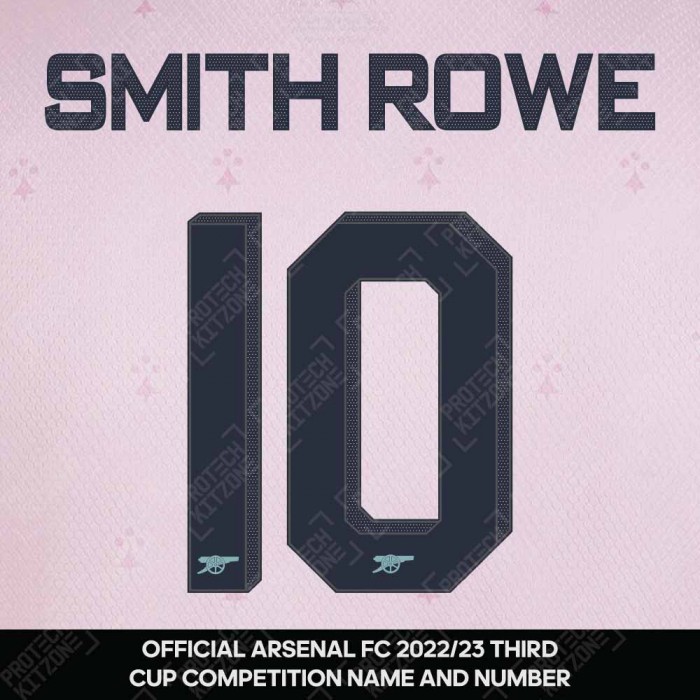 Smith Rowe 10 (Official Arsenal 2022/23 Third Club Name and Numbering), 2022/23 Season Nameset, SR102223THNNS, 