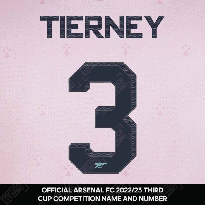 Tierney 3 (Official Arsenal 2022/23 Third Club Name and Numbering), 2022/23 Season Nameset, T32223THNNS, 