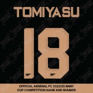 Tomiyasu 18 (Official Arsenal 2022/23 Away Club Name and Numbering)