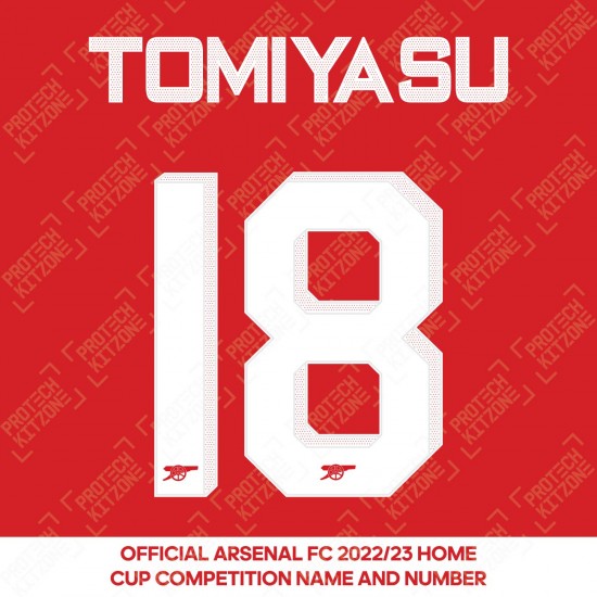 Tomiyasu 18 (Official Arsenal 2022/23 Home Club Name and Numbering)